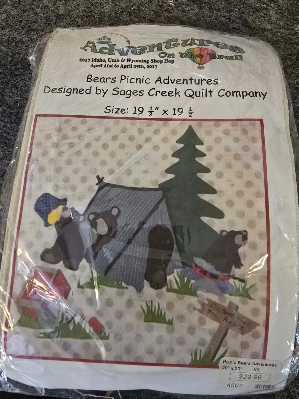 Adventures on the Trail-Bears Picnic Adventures Quilt/Applique' Kit/Wall Hanging